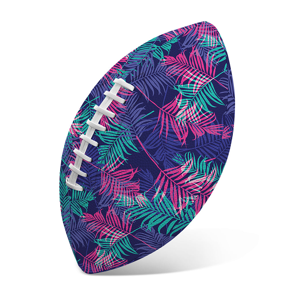 Pink And Blue Tropical Palm Leaf Print Rugby Ball