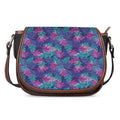 Pink And Blue Tropical Palm Leaf Print Saddle Bag