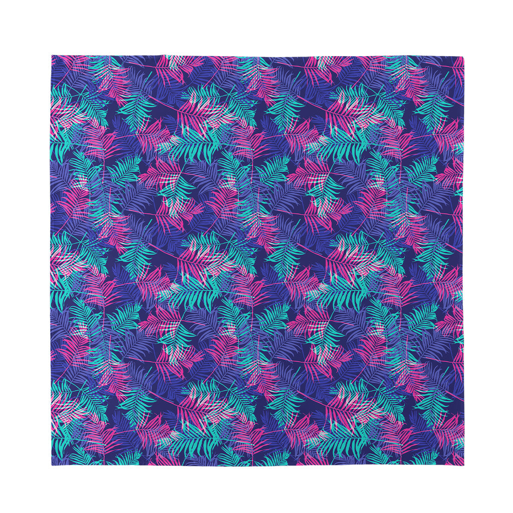 Pink And Blue Tropical Palm Leaf Print Silk Bandana