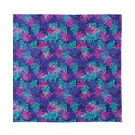 Pink And Blue Tropical Palm Leaf Print Silk Bandana