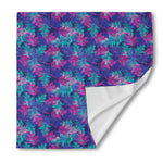 Pink And Blue Tropical Palm Leaf Print Silk Bandana