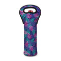 Pink And Blue Tropical Palm Leaf Print Single Neoprene Wine Tote