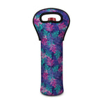 Pink And Blue Tropical Palm Leaf Print Single Neoprene Wine Tote