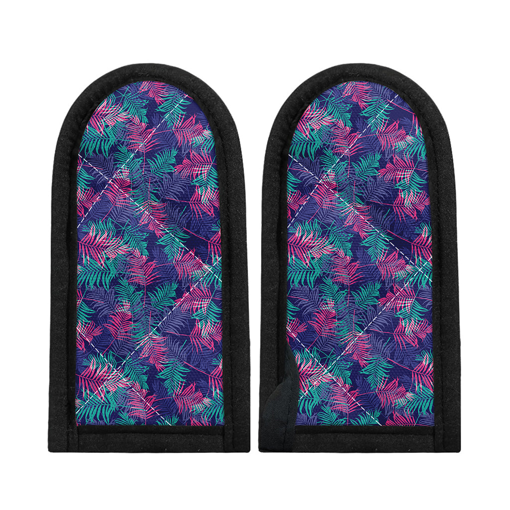 Pink And Blue Tropical Palm Leaf Print Skillet Handle Cover