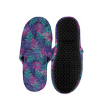 Pink And Blue Tropical Palm Leaf Print Slippers
