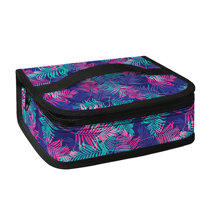 Pink And Blue Tropical Palm Leaf Print Small Lunch Bag
