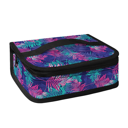 Pink And Blue Tropical Palm Leaf Print Small Lunch Bag