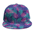 Pink And Blue Tropical Palm Leaf Print Snapback Cap