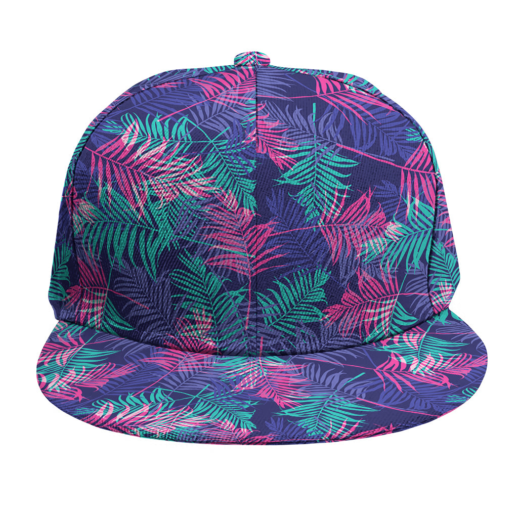 Pink And Blue Tropical Palm Leaf Print Snapback Cap