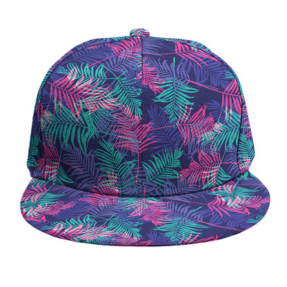 Pink And Blue Tropical Palm Leaf Print Snapback Cap