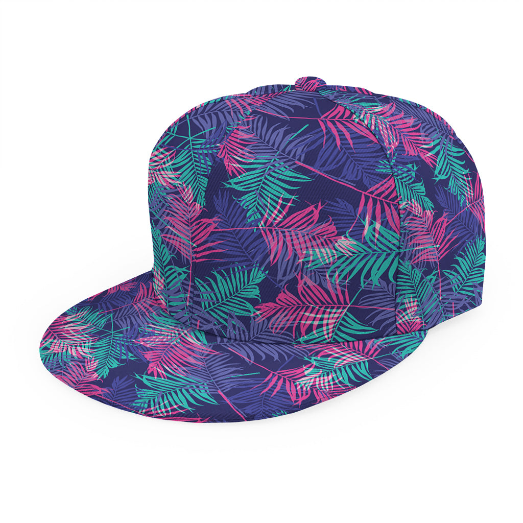 Pink And Blue Tropical Palm Leaf Print Snapback Cap