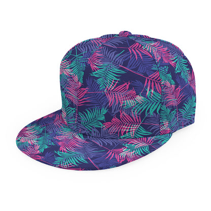 Pink And Blue Tropical Palm Leaf Print Snapback Cap