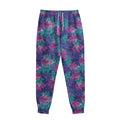 Pink And Blue Tropical Palm Leaf Print Sweatpants