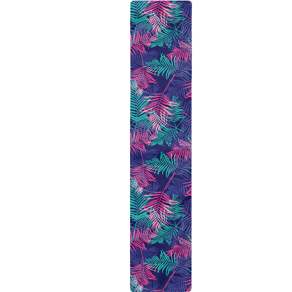 Pink And Blue Tropical Palm Leaf Print Table Runner