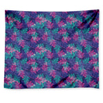 Pink And Blue Tropical Palm Leaf Print Tapestry