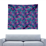 Pink And Blue Tropical Palm Leaf Print Tapestry