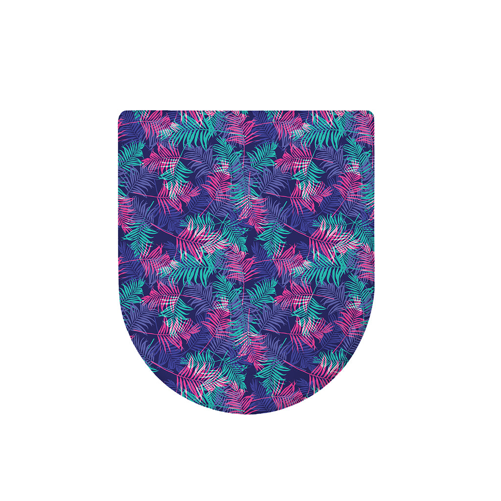 Pink And Blue Tropical Palm Leaf Print Toilet Lid Cover