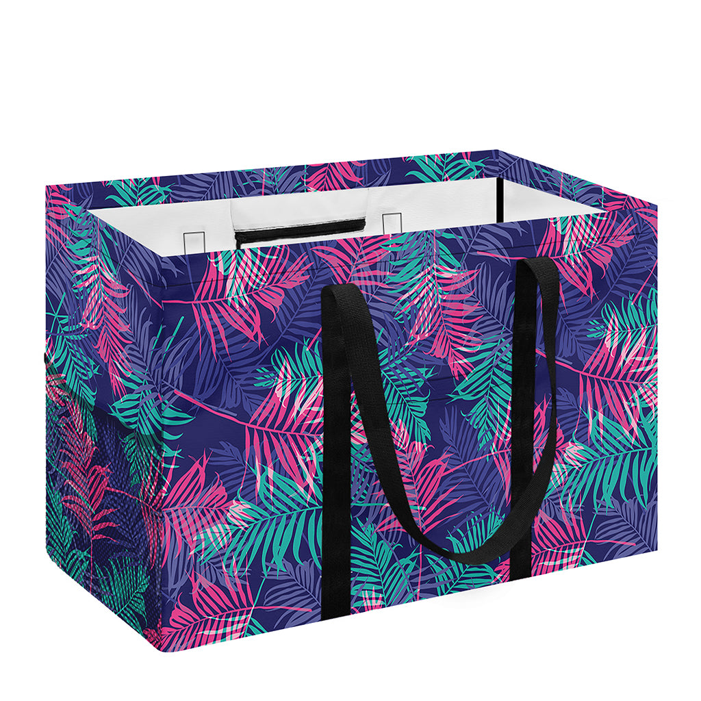 Pink And Blue Tropical Palm Leaf Print Utility Tote Bag