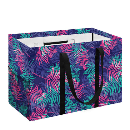 Pink And Blue Tropical Palm Leaf Print Utility Tote Bag