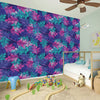 Pink And Blue Tropical Palm Leaf Print Wall Sticker
