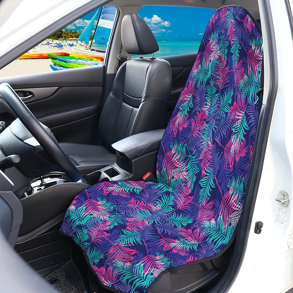 Pink And Blue Tropical Palm Leaf Print Waterproof Car Seat Cover