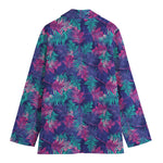 Pink And Blue Tropical Palm Leaf Print Women's Blazer