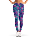 Pink And Blue Tropical Palm Leaf Print Women's Leggings