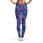Pink And Blue Tropical Palm Leaf Print Women's Leggings