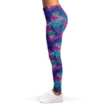 Pink And Blue Tropical Palm Leaf Print Women's Leggings