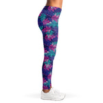 Pink And Blue Tropical Palm Leaf Print Women's Leggings