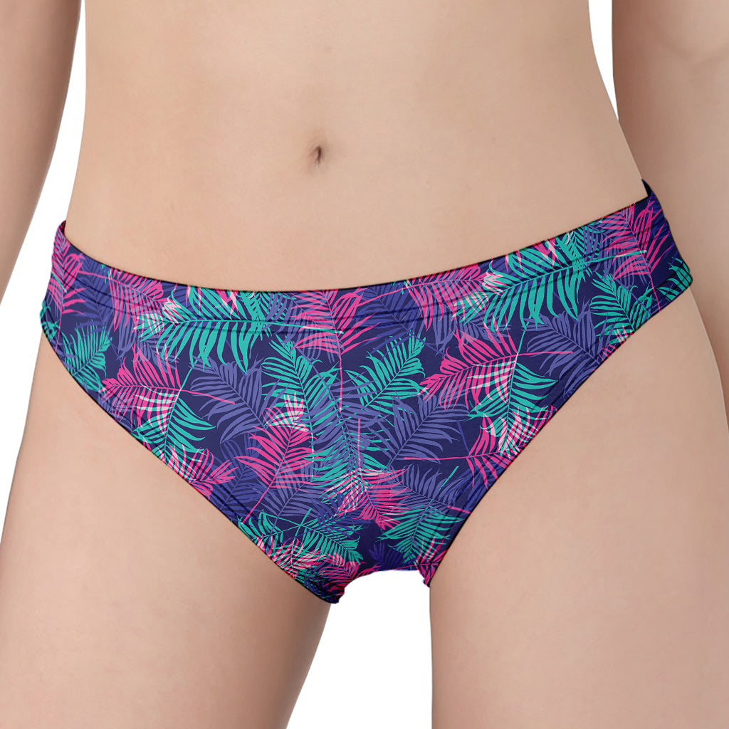 Pink And Blue Tropical Palm Leaf Print Women's Panties