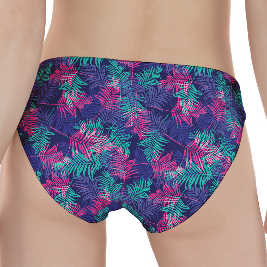 Pink And Blue Tropical Palm Leaf Print Women's Panties