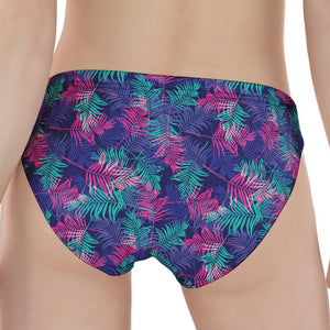Pink And Blue Tropical Palm Leaf Print Women's Panties
