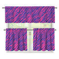 Pink And Blue Zebra Stripes Print 3 Piece Kitchen Curtains