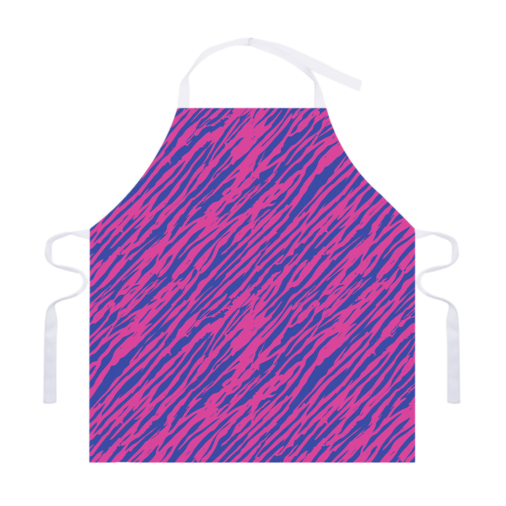 Pink And Blue Zebra Stripes Print Adjustable Apron