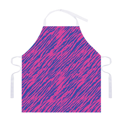Pink And Blue Zebra Stripes Print Adjustable Apron