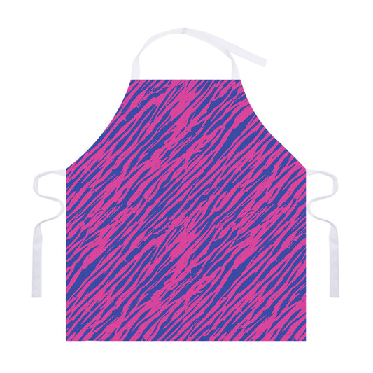 Pink And Blue Zebra Stripes Print Adjustable Apron