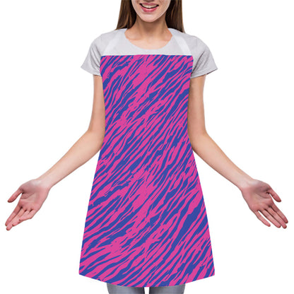 Pink And Blue Zebra Stripes Print Adjustable Apron