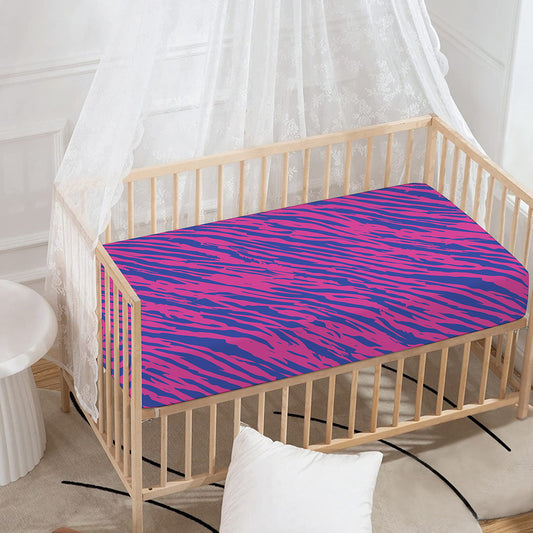 Pink And Blue Zebra Stripes Print Baby Crib Sheet