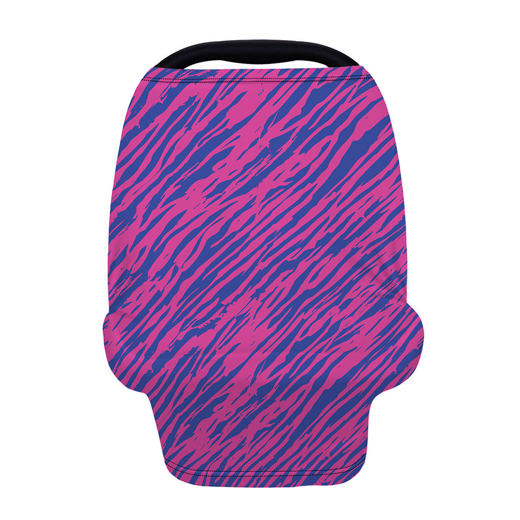 Pink And Blue Zebra Stripes Print Baby Seat Cover