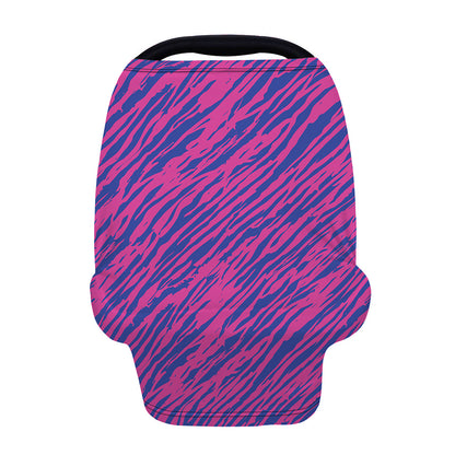 Pink And Blue Zebra Stripes Print Baby Seat Cover