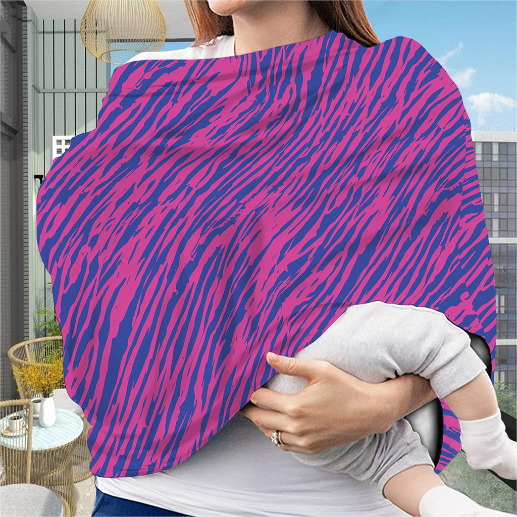 Pink And Blue Zebra Stripes Print Baby Seat Cover