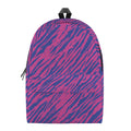 Pink And Blue Zebra Stripes Print School Backpack
