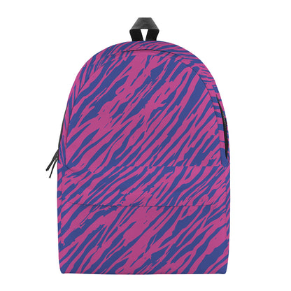 Pink And Blue Zebra Stripes Print Backpack