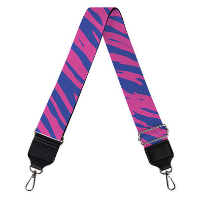 Pink And Blue Zebra Stripes Print Bag Strap