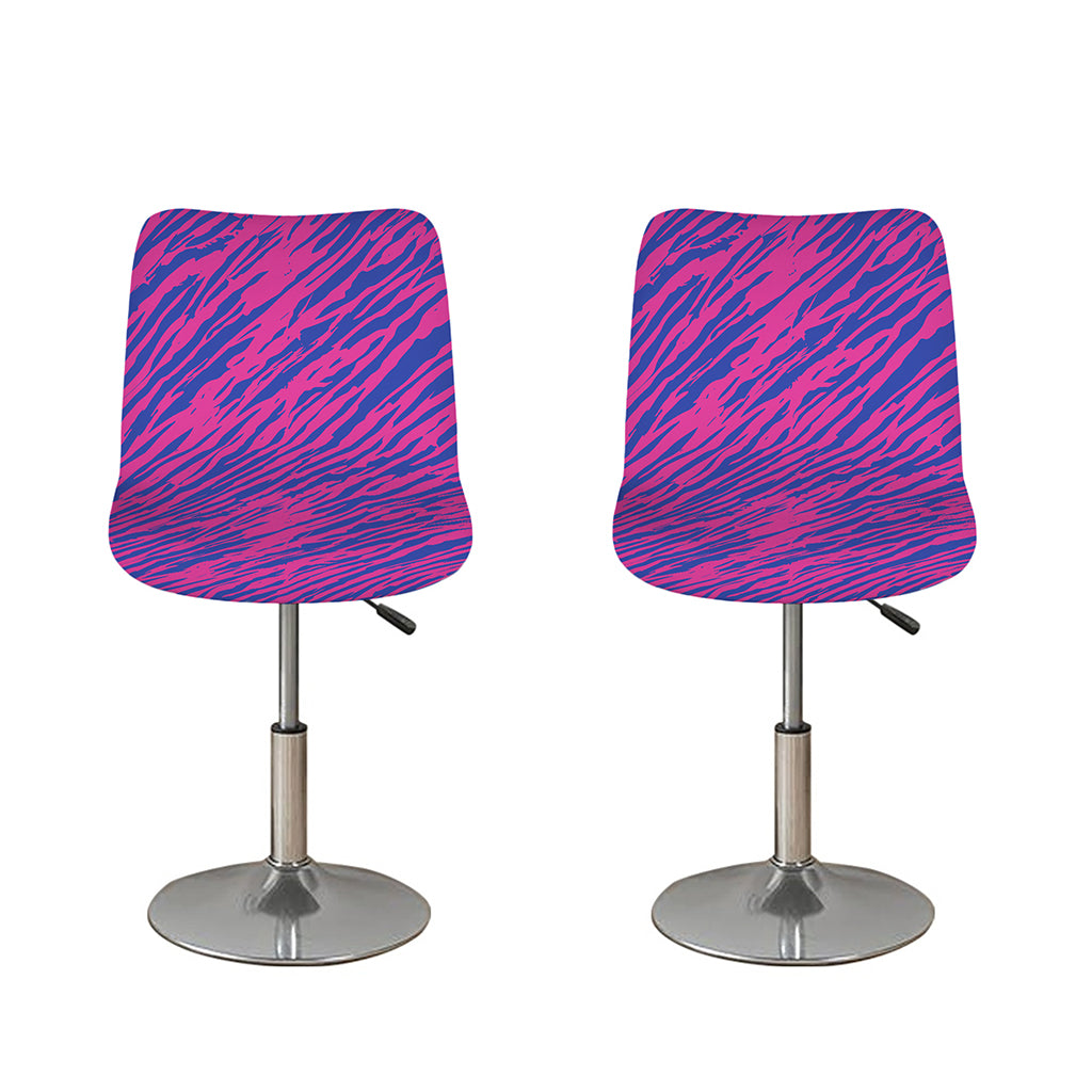 Pink And Blue Zebra Stripes Print Bar Stool Covers