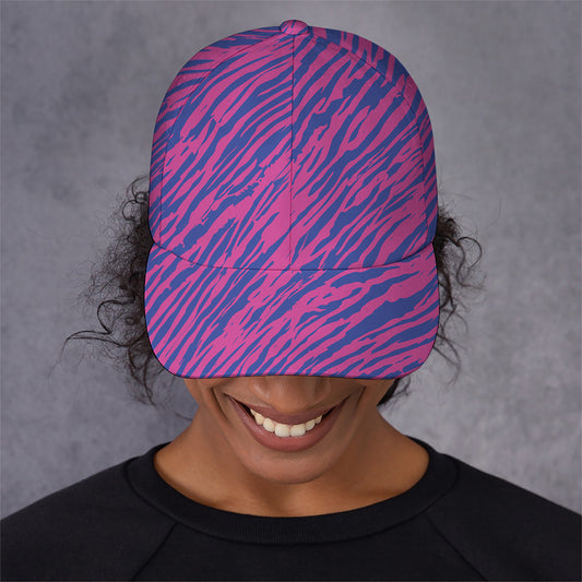 Pink And Blue Zebra Stripes Print Baseball Cap