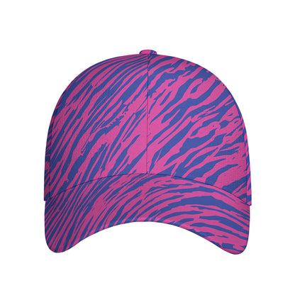 Pink And Blue Zebra Stripes Print Baseball Cap
