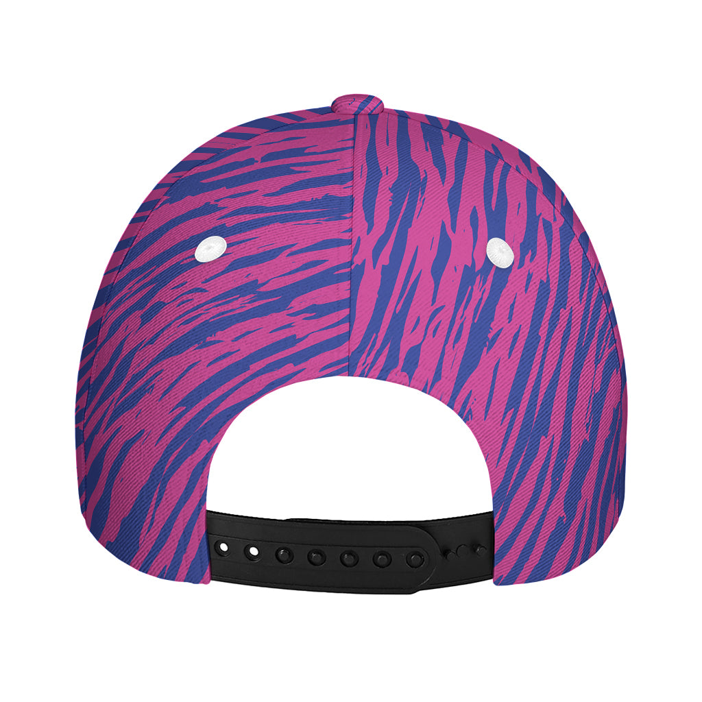 Pink And Blue Zebra Stripes Print Baseball Cap