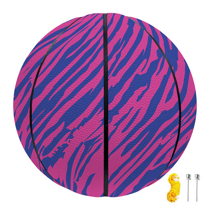 Pink And Blue Zebra Stripes Print Basketball